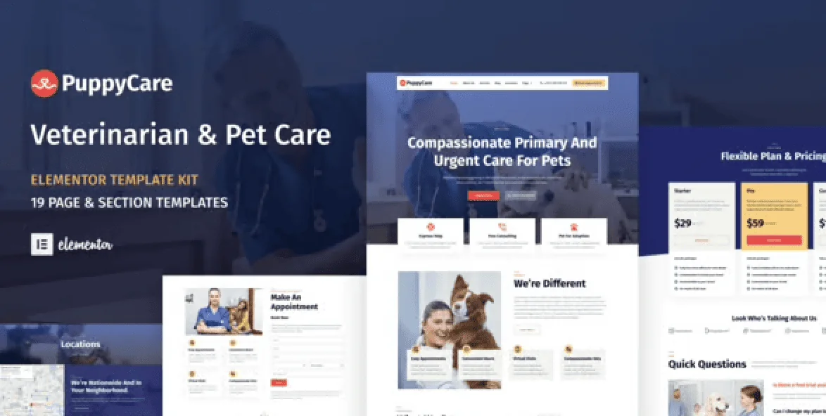 PuppyCare – Vetenarian and Pet Care WordPress Elementor Template Kit