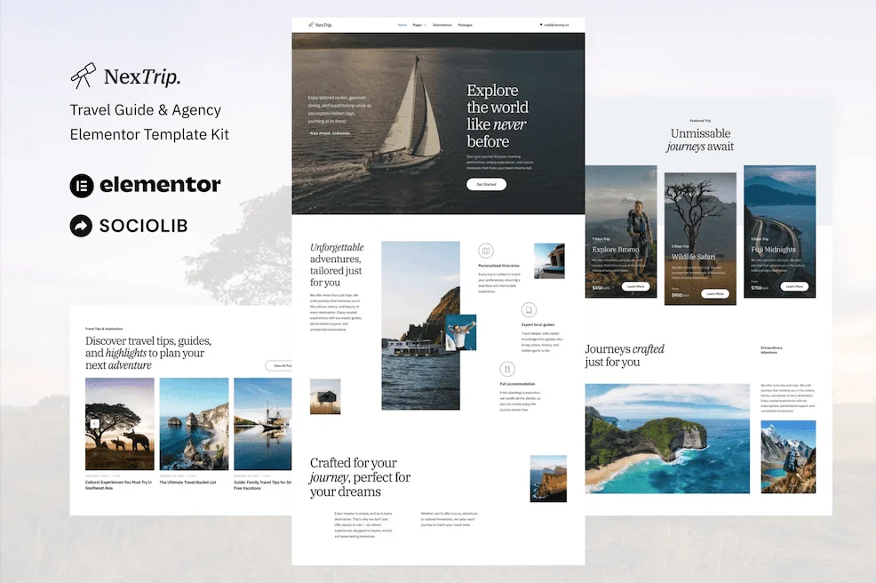 NextTrip – Travel Guide and Agency Elementor Template Kit