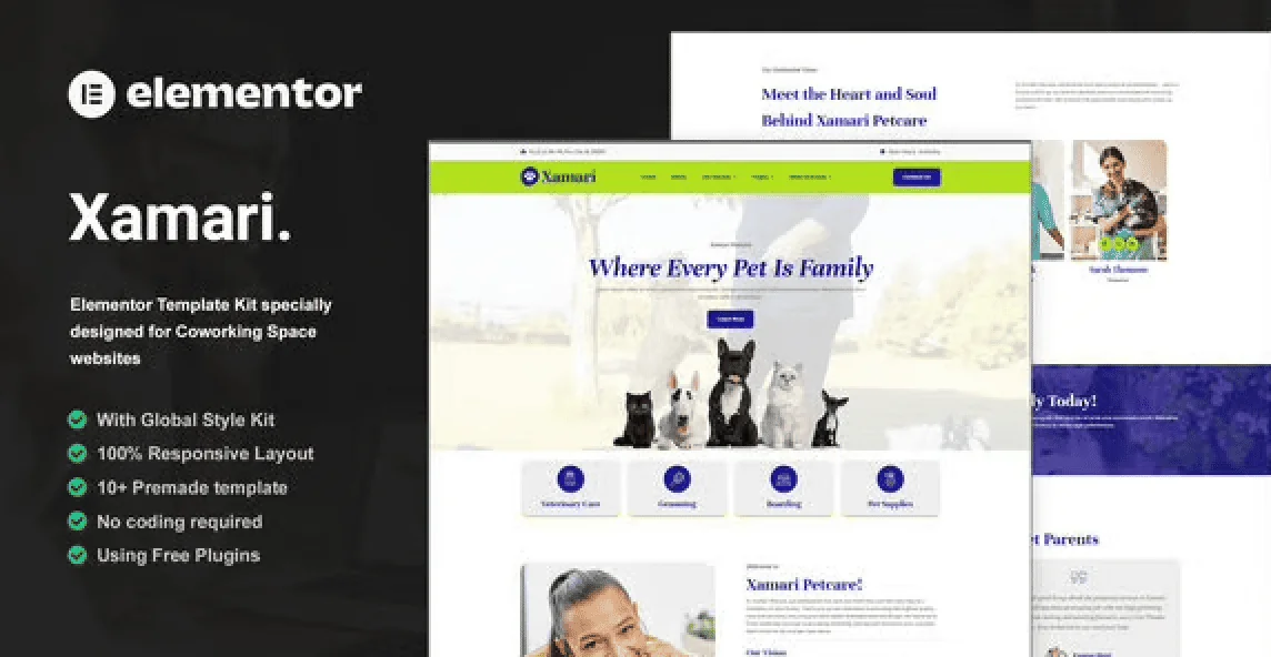 Xamari – Pet Care Services Elementor Template Kit